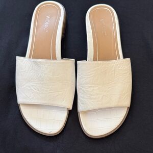 Vionic White Slide Sandals with Wide Strap